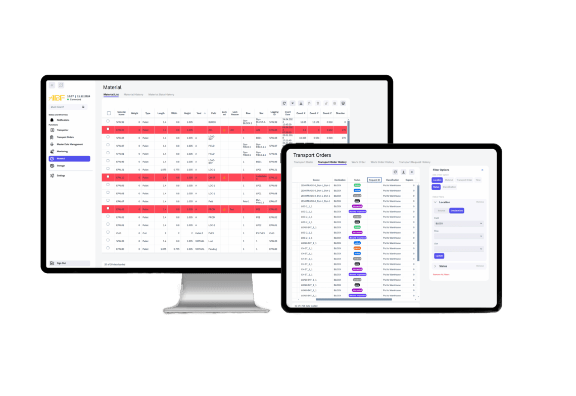 Warehouse Management System Software auf einem Desktop und Tablet